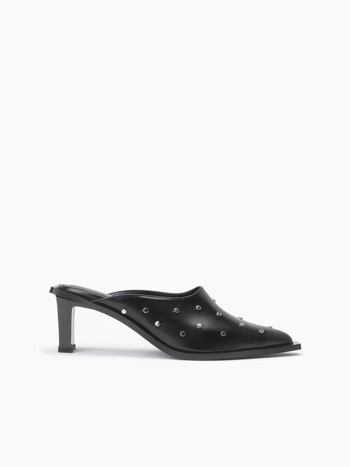 Black leather mules with studs - null - Schwarz | Sisley K image number 1